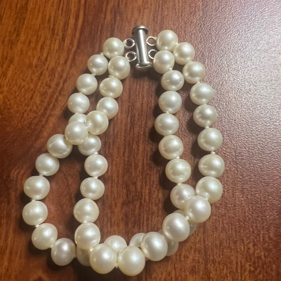 unbranded Jewelry - Pearl Double Strand Bracelet 925 Stamped Clasp
